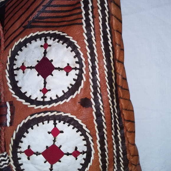 Vintage African tribal leather hippie bag - Picture 3 of 7